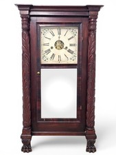 Antique JC Brown Forestville CT Column Shelf Clock Rare Lyre Brass Movement OBO picture