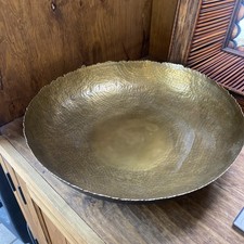 Large 17” Diameter Genuine Hammered Brass Bowl Handcrafted India picture