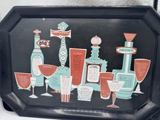 Vintage Waverly Products MCM Cocktail Recipe Serving Tray Retro Barware Melamine picture