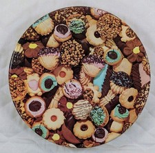 Vintage 1970s COOKIE TIN Hills of Westchester COLORFUL Round Metal Cookie Tin  picture