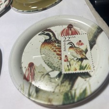 8 Postmark Bird Coasters Stamps 1987 USPS round metal Bobwhite Quail picture