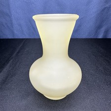 Vintage Viking Frosted Butterscotch Yellow Glass Vase 6” Tall, Original Sticker picture