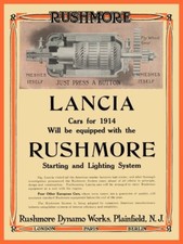 1913 Rushmore Dynamo Works, Lancia Autos NEW METAL SIGN: 12 x 16