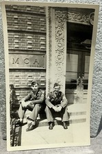 1940s Photo U.S. Army Soldiers at YMCA Shanghai China WWII Snapshot picture