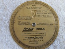 Vintage 1935 Lufkin Tools Wheel Chart Calculator Screw Threads Tap Drill Sizes picture