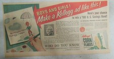 Kellogg's Cereal Ad: Hey Kids Win A Savings Bond From 1953 Size: 7.5 x 15 inches picture