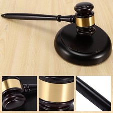 Wooden Gavel Hammer & Sound Block Set Mallet for Lawyer Judge Auction Sale New picture