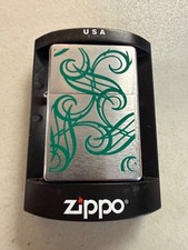 2006 ZIPPO 1937 VINTAGE SERIES GREEN SCROLL BRUSHED CHROME J 06 SEALED picture
