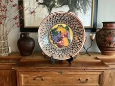 Large 20” Vintage Mexican Talavera Platter Hand Painted Majolica Charger picture