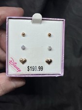 Childrens Disney princess 14kt 3 pair earrings set New in box w orig tags. picture