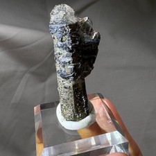 Natural Etched Flashy Point Rare Specimen Raw Mineral Healing with Acrylic Stand picture