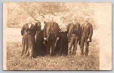 Distinguished Older Folks in Field Formal Dress Watch Chain c1900s RPPC picture