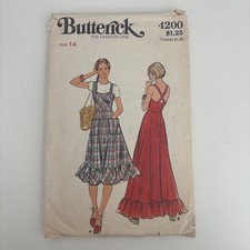 Vintage 70s Butterick 4200 Sewing Pattern Sundress Ruffle Size 14 Cut & COMPLETE picture