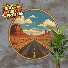Desert Highway Sunset Route Retro Metal Sign Vintage Travel Decor Plaque 8x8 picture