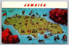 Map of Jamaica with Historical and Cultural Elements Chrome picture