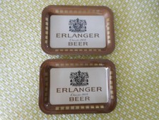 Jos Schlitz Brewing Erlanger Classic 1893 Metal Tip Coin Trinket Trays NOS TWO picture