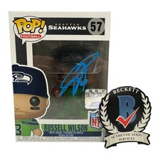 RUSSELL WILSON SIGNED AUTOGRAPH SEATTLE SEAHAWKS FUNKO POP 57 BECKETT BAS GIANTS picture