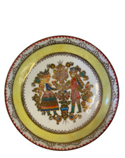 VINTAGE ARTA AUSTRIA ENAMEL METAL TRINKET DISH/ BOWL CHILDREN HAND PAINTED 4.5