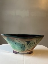 Art Deco Retro Abstract Glazed Ceramic Signatured Plant Bowl picture