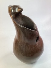 Donald Chinana 9” Stone Polished Bear Vase Jemez Pueblo Pottery (A1) picture