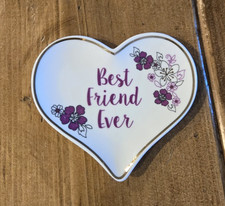 Charming Charlie Heart Shape Trinket Jewelry Dish Tray Best Friend Ever Floral picture