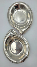 1847 Rogers Bros Flair Silverplate MCM Nut Dish Trinket Tray Catchall Pair VTG picture