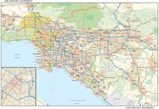Los Angeles, California Wall Map, Small - 21.5