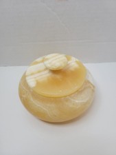 Vintage Alabaster Natural Stone Lidded Dish bowl Jar 5