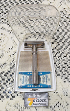 Vintage 1963 i-1 Gillette Slim Adjustable DE Safety Razor w/ original blades picture