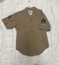 Usmc Charlie Blouse Shirt Service Sergeant Chevrons Lightly Worn 16.5 Uniform picture