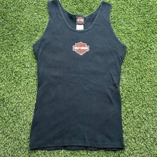 VTG Y2K Harley Davidson Thermal Tank 1W Womens Black Round Rock Texas Biker picture