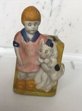 1930's LITTLE ORPHAN ANNIE and SANDY Bisque Figural  Pencil? Holder F.A.S. S 4 picture