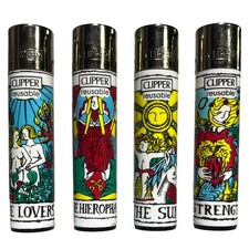 Clipper Reusable Lighters - 4 Pack - Tarot (Sun, Lovers, Hierophant, Strength) picture