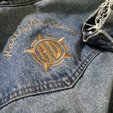 Vintage Harley Davidson Heavy Denim Distressed Jacket Mens M Full Zip Button USA picture