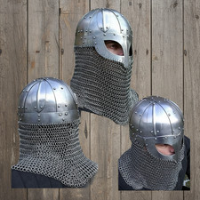 Bettle Ready Viking  Helmet  | 18 Gauge Steel Armour with Chain mail picture