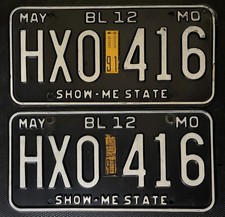 1991 Missouri License Plates Matching Pair BLACK Original MO Show-Me State Tab picture