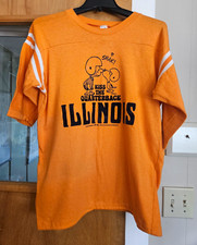 RARE Vintage 80s Artex Jostens Illinois Snoopy Peanuts Football Tee Orange  picture