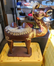 3 Foot Tall Vintage Carved Wood Camel Statue Sculpture picture