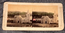 Antique Webster & Albee TINTED Stereoview Card CHURCH Scandinavian Scenery picture