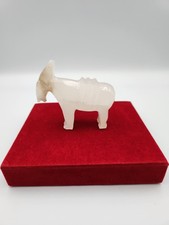 Hand Carved Onyx Burro Donkey Figurine Nearly All White Marble picture