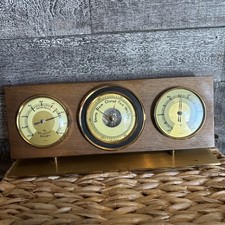 Vtg West Germany Brass Weather Station Barometer Thermometer Hygrometer MCM picture