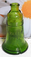 Vintage 70's Wheaton Glass Embossed Liberty Bell Bottle picture