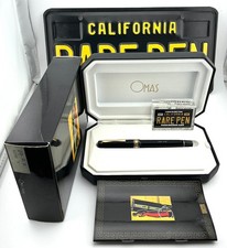 Vintage OMAS MILORD EXTRA Fountain Pen BLACK 14K F Flex nib NEAR MINT Boxed picture