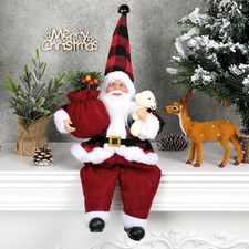 Anydesign Christmas Sitting Santa Hand Crafted Cute Chic Santa Claus Figurines picture
