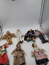 Vintage Hallmark Famous Americans Lot of 7 Collectible Cloth Dolls 1970s Witch + picture