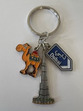 Dubai Souvenir Keychain Metal Burj Khalifa Camel Multi Charm Travel Keyring picture