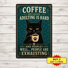 Black Cat Witch Hello Darkness My Old Friend Halloween Decor Metal Sign 8x12 picture