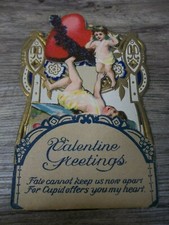  Vintage Valentine card made Germany Cherub  fold out die cut  dated 1927    2D picture