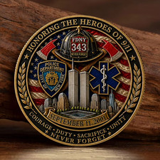 9/11 Memorial Challenge Coin September 11 2001 FDNY NYPD EMS Never Forget picture