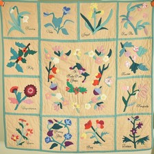 BEAUTIFUL Vintage Floral Applique Sampler Quilt 